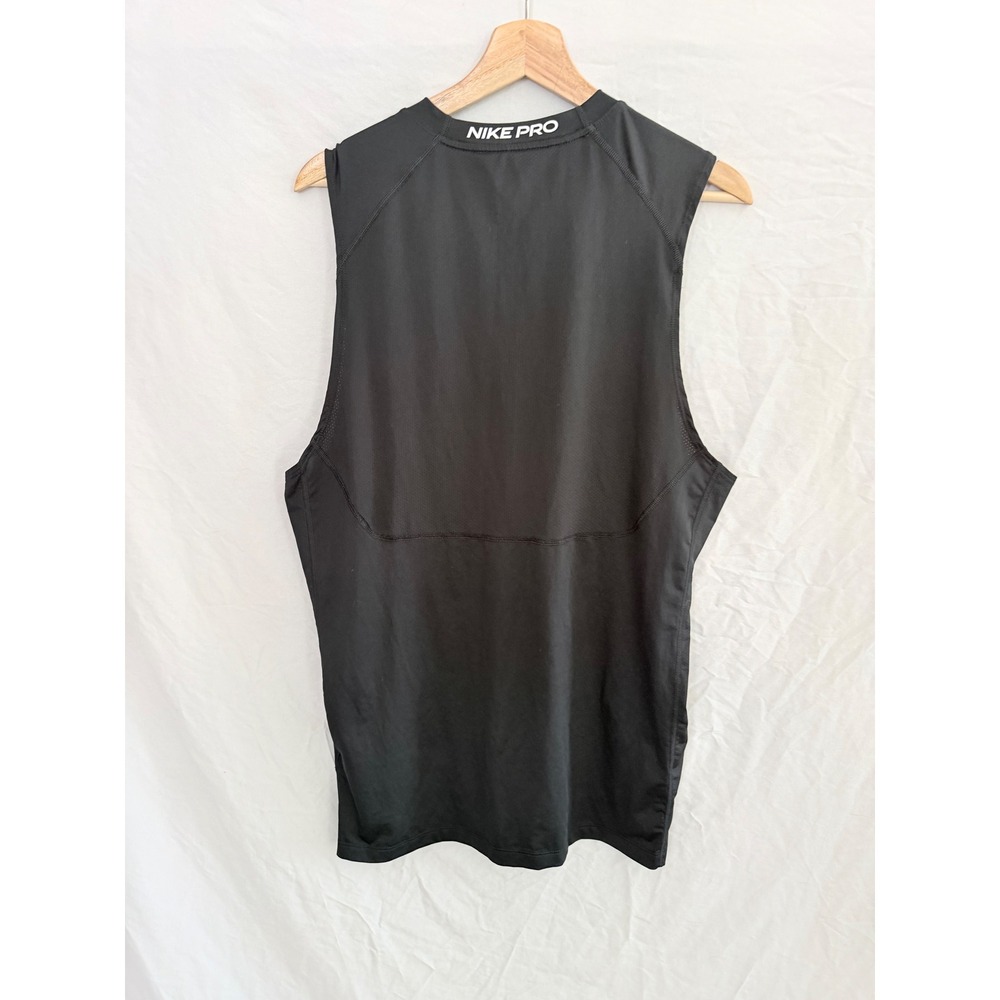 Nike Tank Top Mens Black Pro Dri-FIT Slim Fit Muscle Shirt Large - Picture 2 of 5